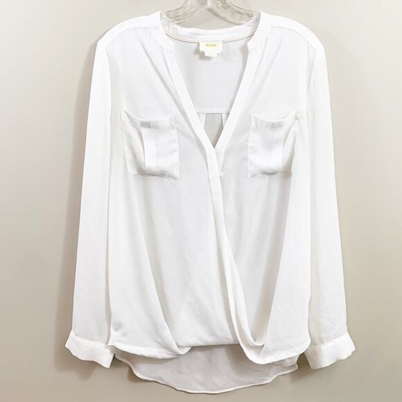 Anthropologie Maeve Splice Sheer Cream Long Sleeve Top - Picture 1 of 7